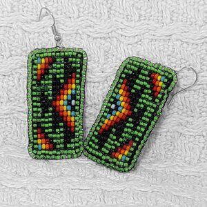 Loom Beaded Green Earrings
